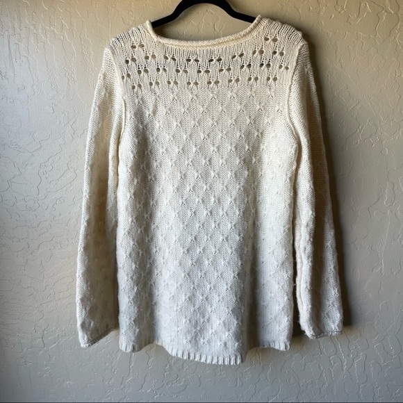 Eddie Bauer Cream Chunky Knit Long Sleeve Sweater - Picture 3 of 8